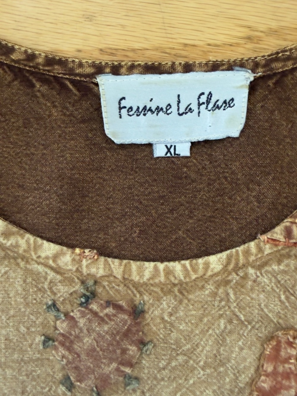 Vintage 90s Brown Boho Patchwork Tank | Festival | Earthy Cottagecore Indie - Picture 7 of 7